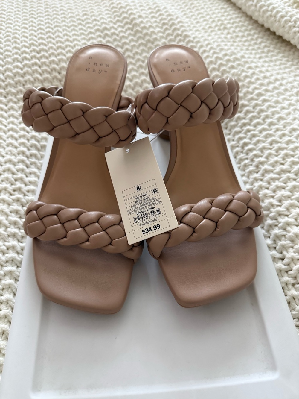 A New Day Braided Double-Strap Slide Sandals